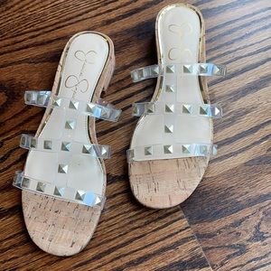 Jessica Simpson- Clear studded sandals-6M
